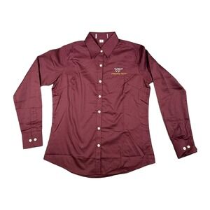 Virginia Tech Hokies Womens Maroon Button Front Long Sleeve Shirt Size 8 M NWOT